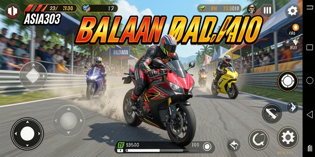 Screenshot ASIA303 menunjukkan aksi balapan yang mendebarkan.