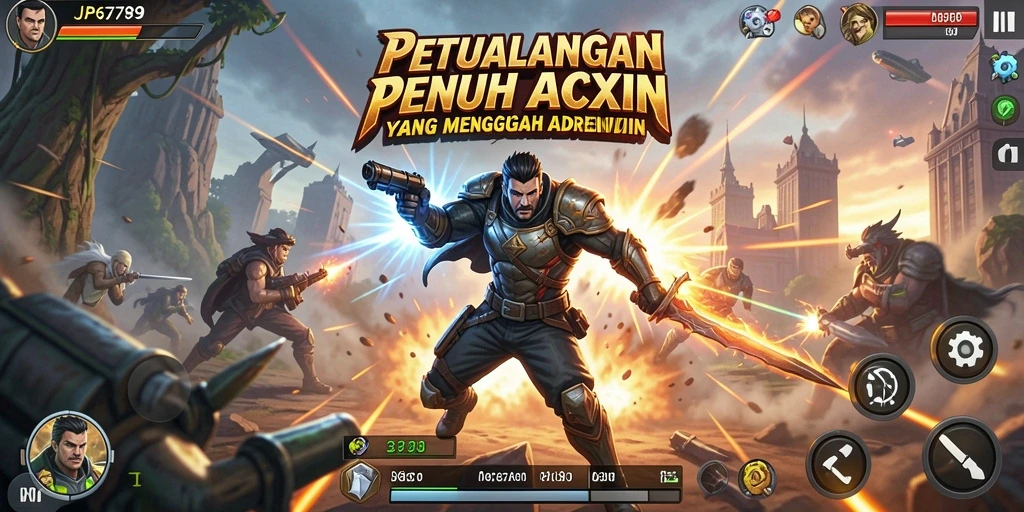 Tampilan aksi mendebarkan dalam gameplay JP6789.