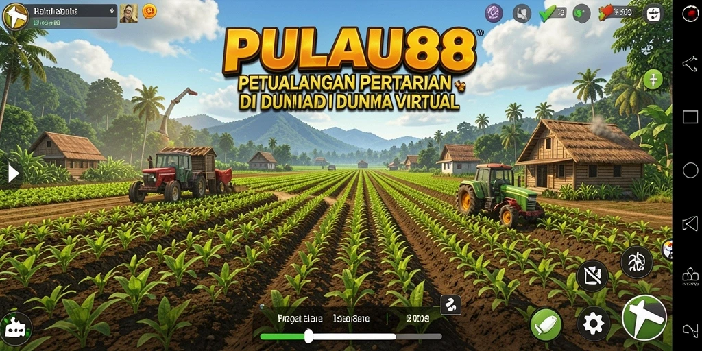 Tangkapan layar dari gameplay <strong>PULAU88</strong> yang menunjukkan aktivitas bertani yang seru.