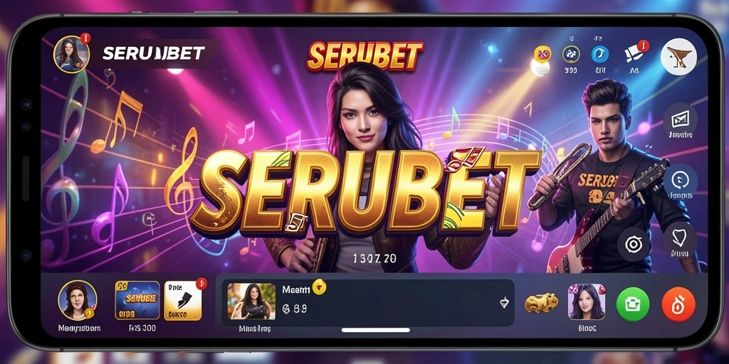 Tampilan gameplay SERUBET yang menyenangkan dengan berbagai pilihan lagu.